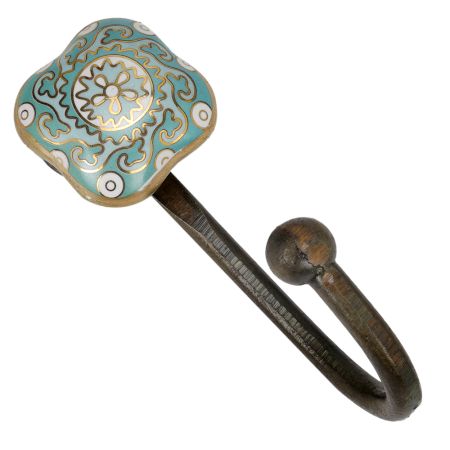 Square Ceramic Sage Green Ceramic Metal Hook Antique Fitting